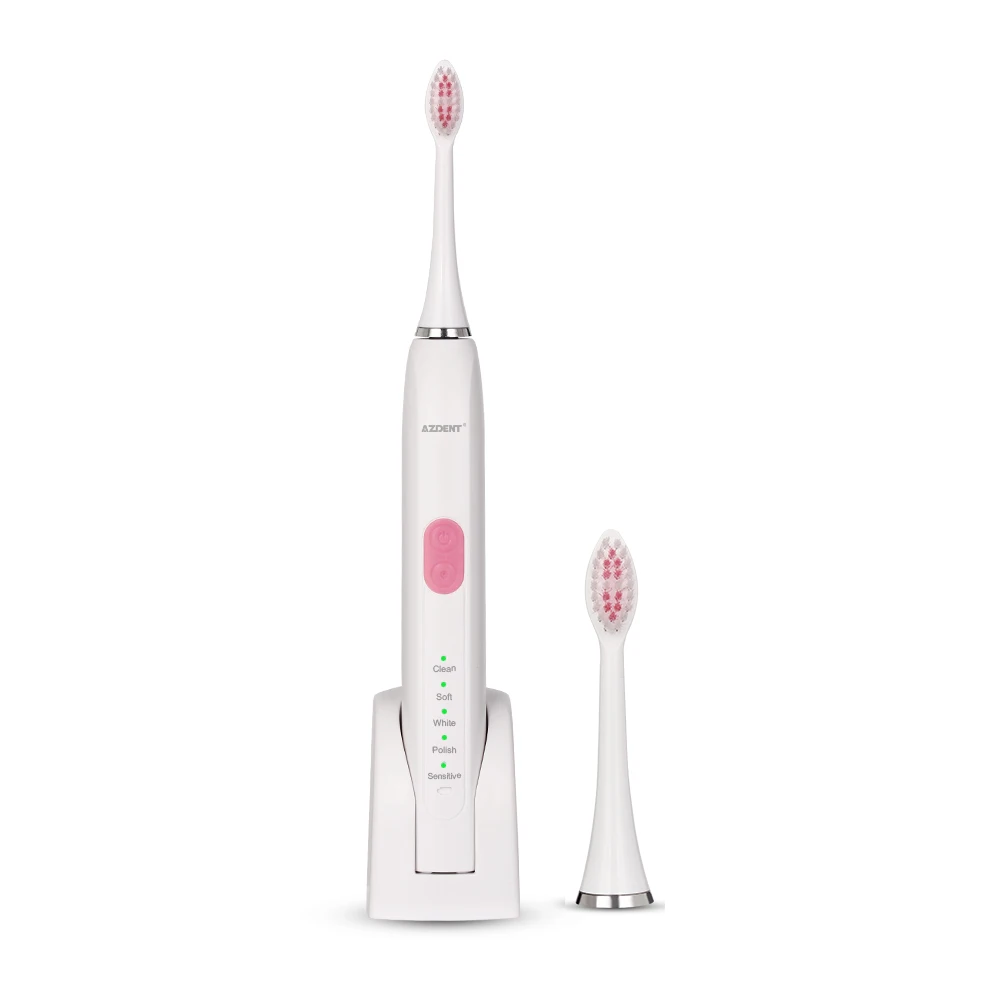 pink toothbrush AZ-5 Pro 5 режимов электрическая ультразвуковая зубная щетка и чехол для путешествий Перезаряжаемые ультра sonic зубная щетка 2 минутный таймер Водонепроницаемый - Цвет: pink toothbrush
