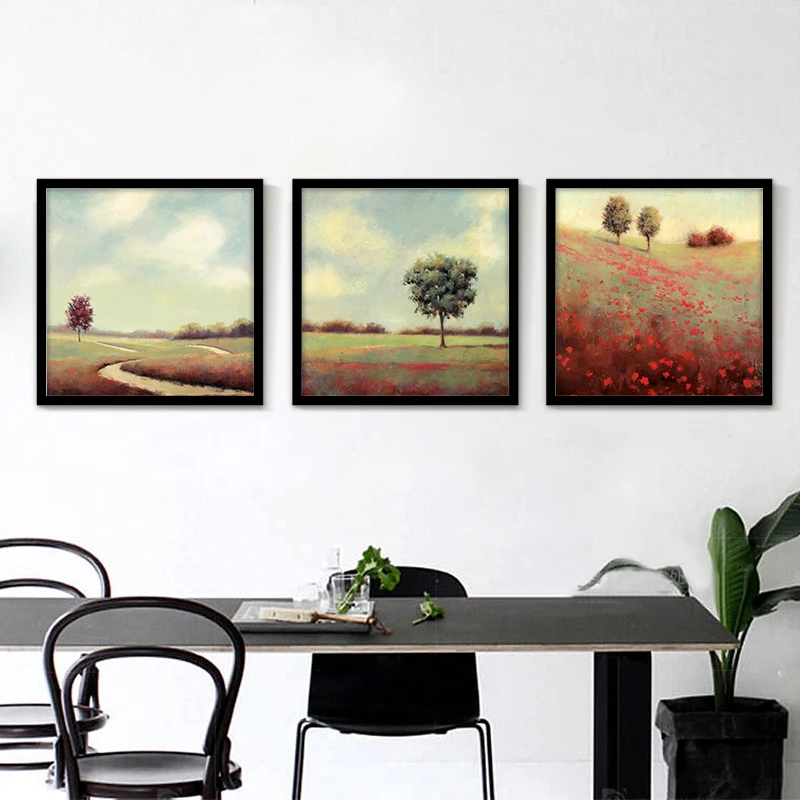 2021 Лидер продаж Триптих Пейзаж Wall Art декоративные без рамки Скандинавская