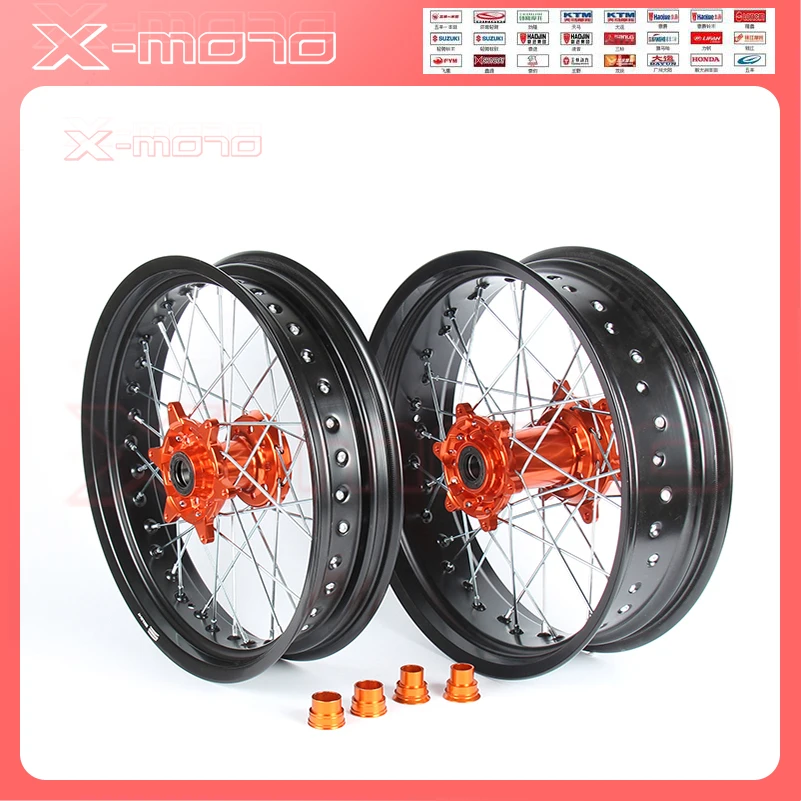 Колеса 3 5/5 0*17 &quotSupermotard 2008 2007 оранжевая ступица черный обод для KTM SXF EXC-R SX EXC 300 450 125