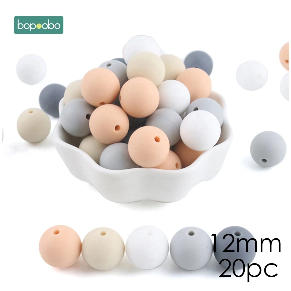Gray-Peachy Series Bopobo, мини грызунок для собак, силиконовый, 15 мм, прорезыватель, бусины, маленькие грызуны, жемчуг, 0-12 месяцев, силиконовый, единорог, погремушка, детский Прорезыватель - Цвет: Gray-Peachy Series