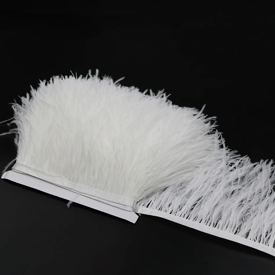 5yards White Ostrich Feathers Fringe Trims Fluffy Feather Headdress Costume Accessories Decoration Ribbon Wedding Decorative | Дом и сад