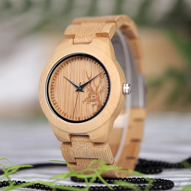 

BOBO BIRD LE04 Women Watches Wholesale with Elk Bamboo Strap Japanese 2035 Movement for Ladies as Holiday Gift