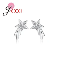925 sterling silver star bright accessories stud earrings for women girl top quality jewelry wedding anniversary gifts