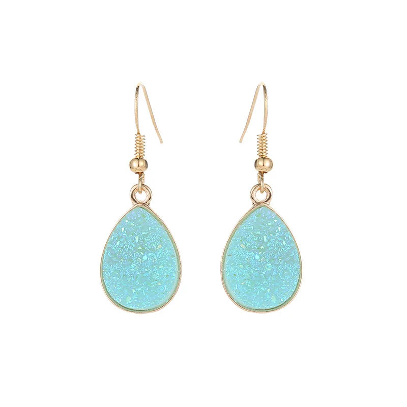 4 цвета Drusy Druzy серьги Капли Висячие смолы Друза Шарм Золото Цвет Брендовые