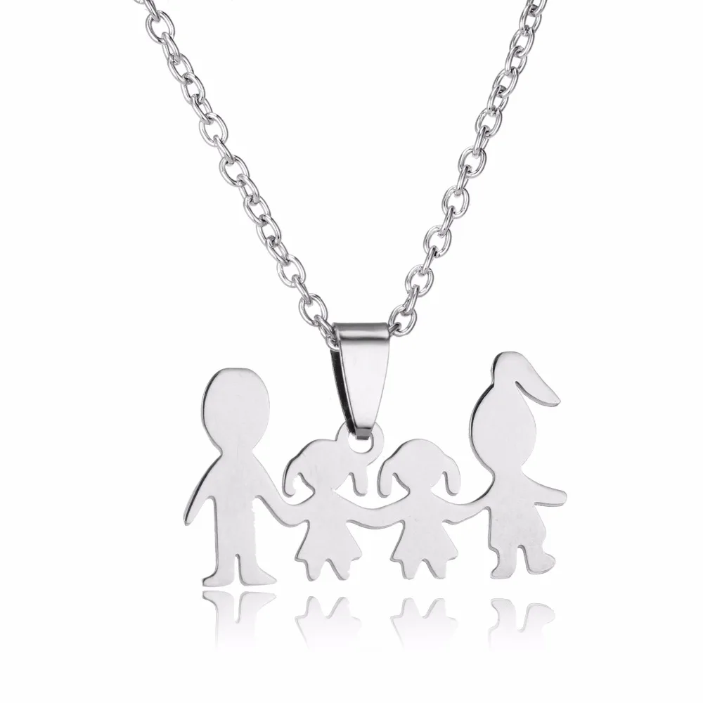 Подвеска из нержавеющей стали для родителей и двух дочерей | Украшения