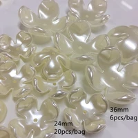 24mm 36mm acrylic imitation pearl flower beads for jewelry making quatrefoil diy craft needlework accessory meideheng