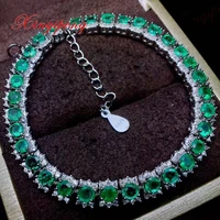 925 silver inlaid natural emerald bracelets design is beautiful