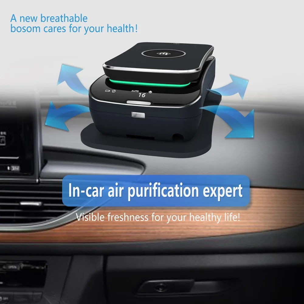 2018 New S01 Portable Car Cigarette Smoke Air Purifier Wireless Charging Smart Purifierwith Mobile Charger | Бытовая техника