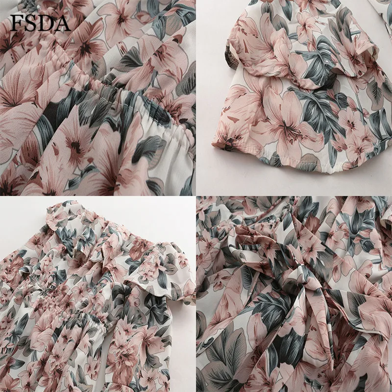 Женский пляжный комбинезон FSDA повседневный без бретелек с цветочным принтом и