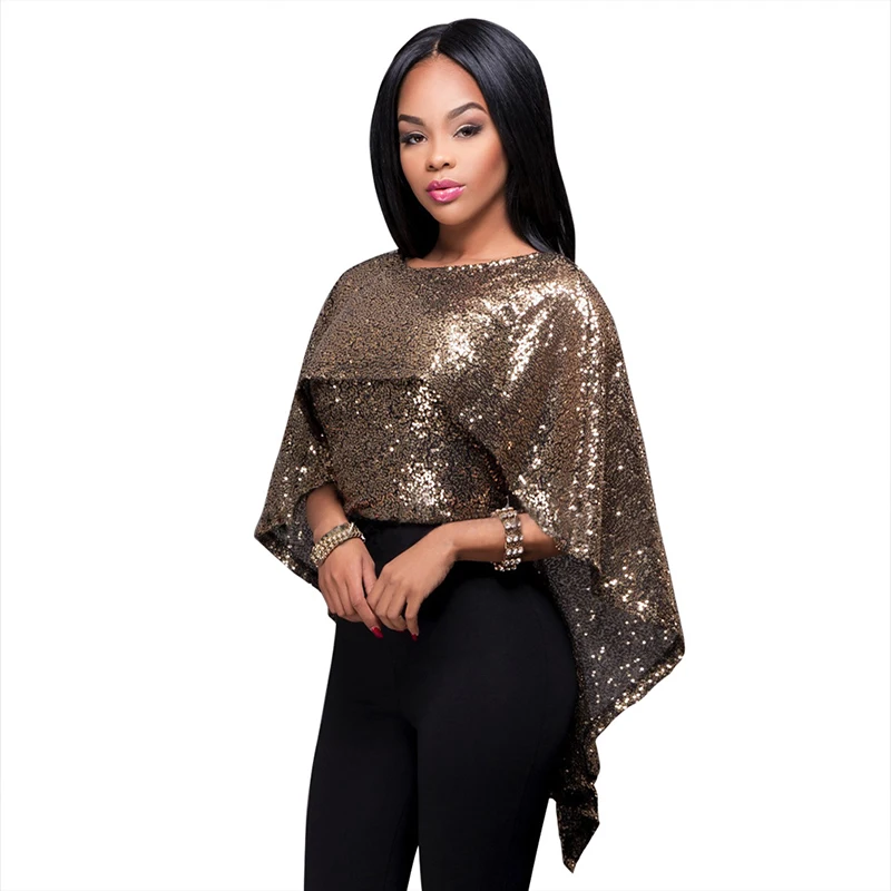 Люси Lizz Сексуальный Блестками Блузка женские Рубашки блузки тела кимоно blusas Топы