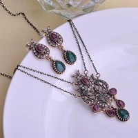hit sekkubg turkish jewelry sets fashion womens vintage necklace sets noble antique gold neclaces turkish earring sets ouro