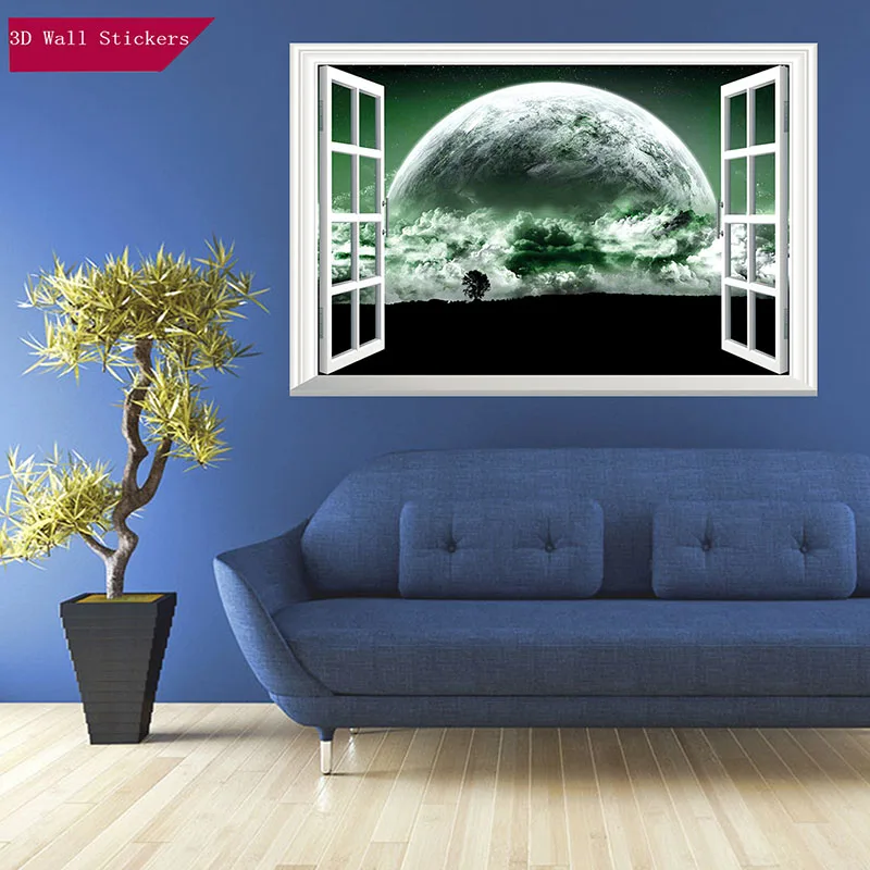 3d эффектом чехол с окошком для экрана стикер на стены пейзажем гостиная Спальня