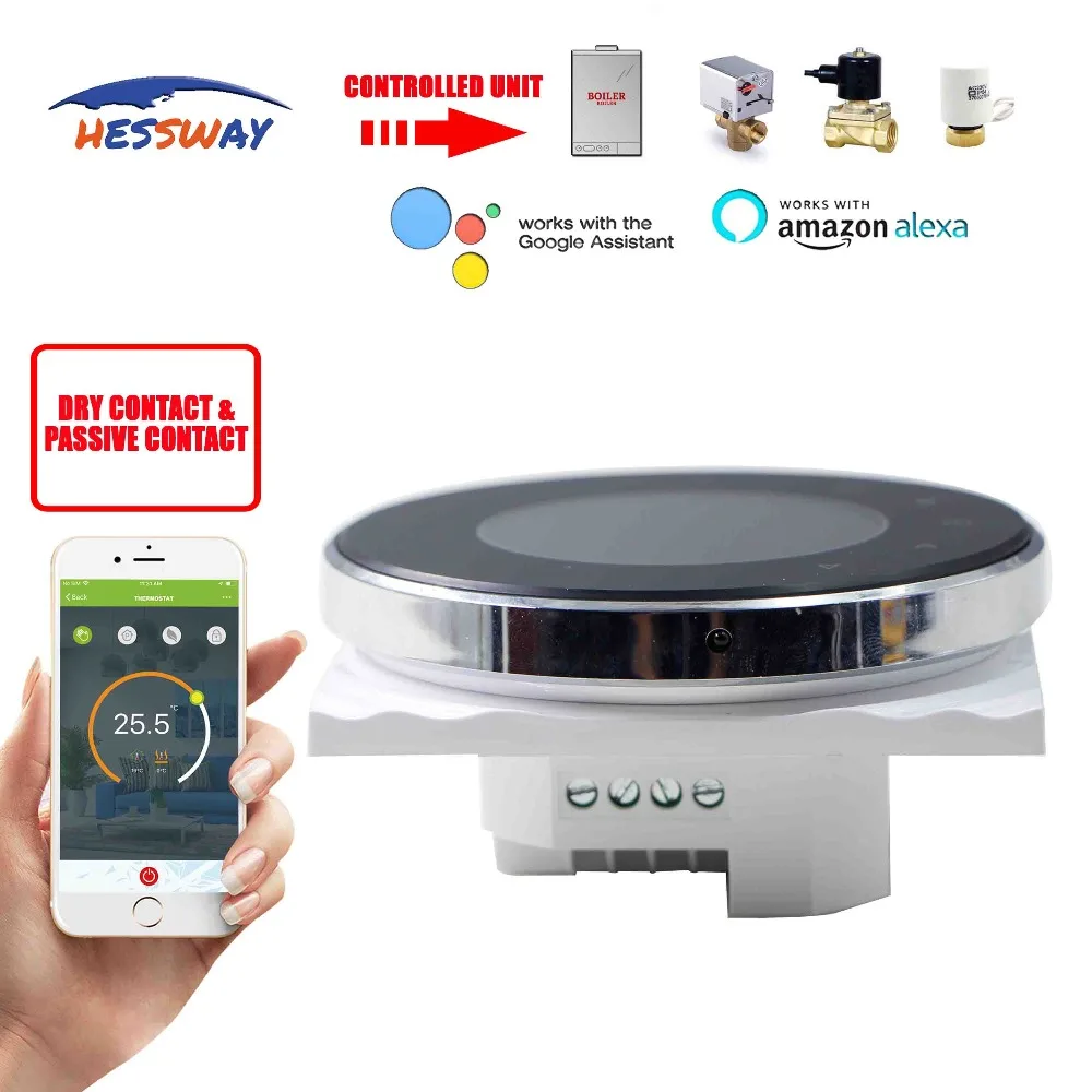 HESSWAY YUYA чип alexa google умный термостат wifi для газового котла, клапан, сухой contac, пассивное соединение релейный выход