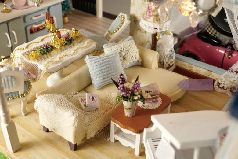 Милые семьи дом миниатюрный DIY Прованс собранная модель дом игрушки для детей подарки на день рождения Juguetes Brinquedos