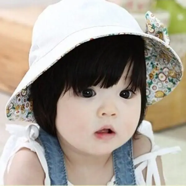 

5M-3Y Princess Sweet Baby Infant Lace Hat Reversible Floral Bowknot Flower Bonnet Hats Sun Cap Bucket