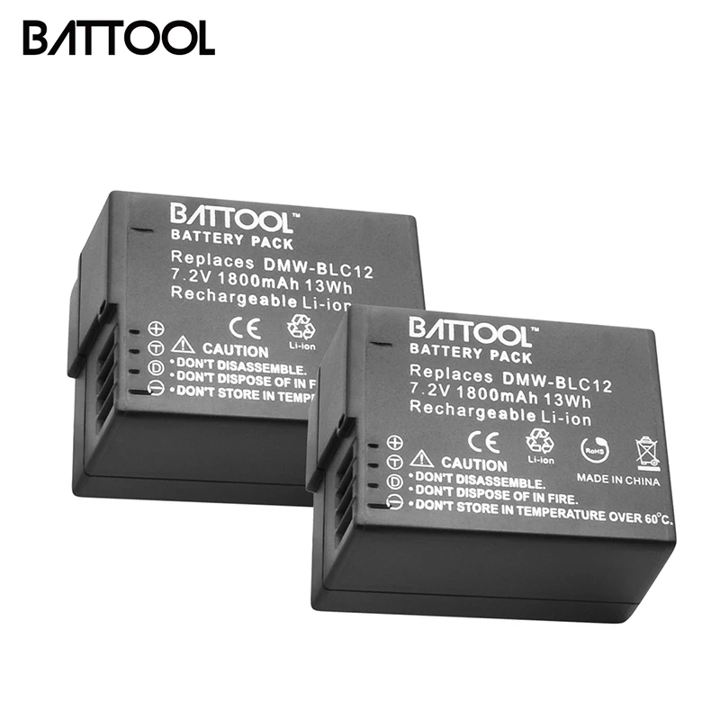BATTOOL 2 шт. 1800 мАч Батарея DMW-BLC12 для Panasonic DMW-BLC12E DMW-BLC12PP FZ200 FZ1000 DMC-G5 DMC-G6 GH2 V-LUX4 G5