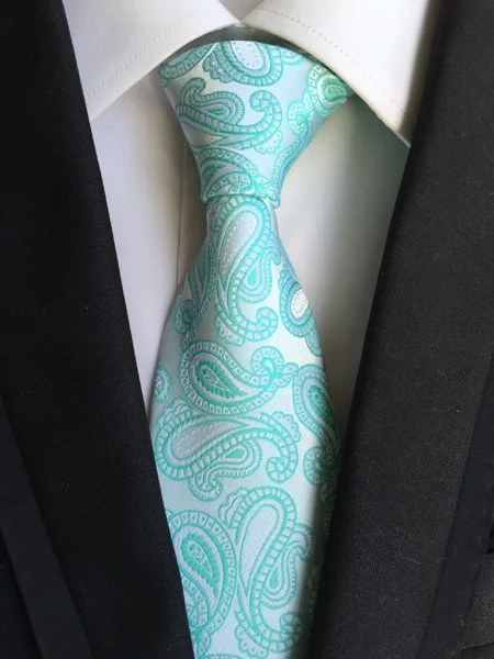 8 см стильный дизайн галстук набор Жених роскошный наборы белые с мятно-зеленые