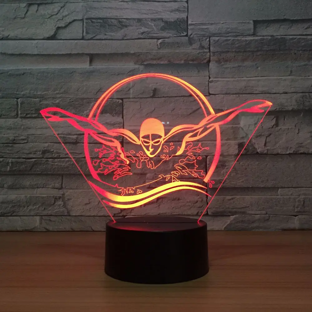 Новинка 3D плавательный ночной Светильник USB красочные визуальные светодиодный