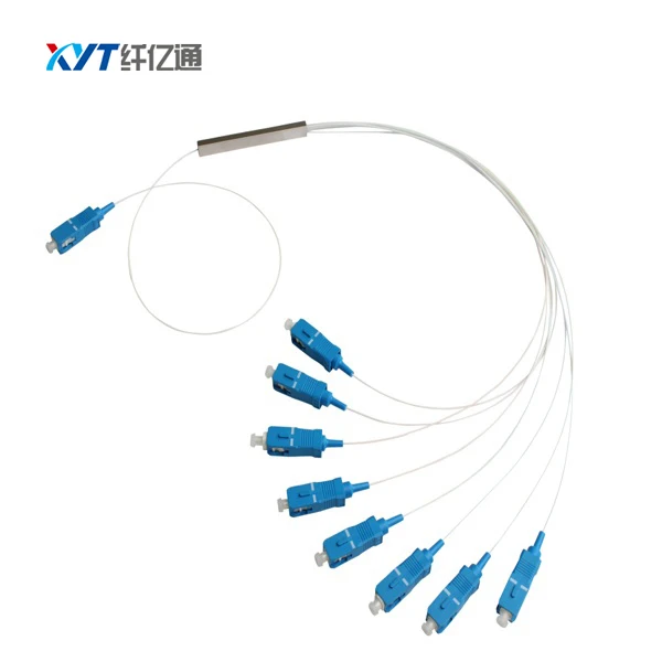 

FTTH 1x8 PLC сплиттер с SC/UPC соединители Стальная Труба Мини-оптический сплиттер длина волокна 1 м