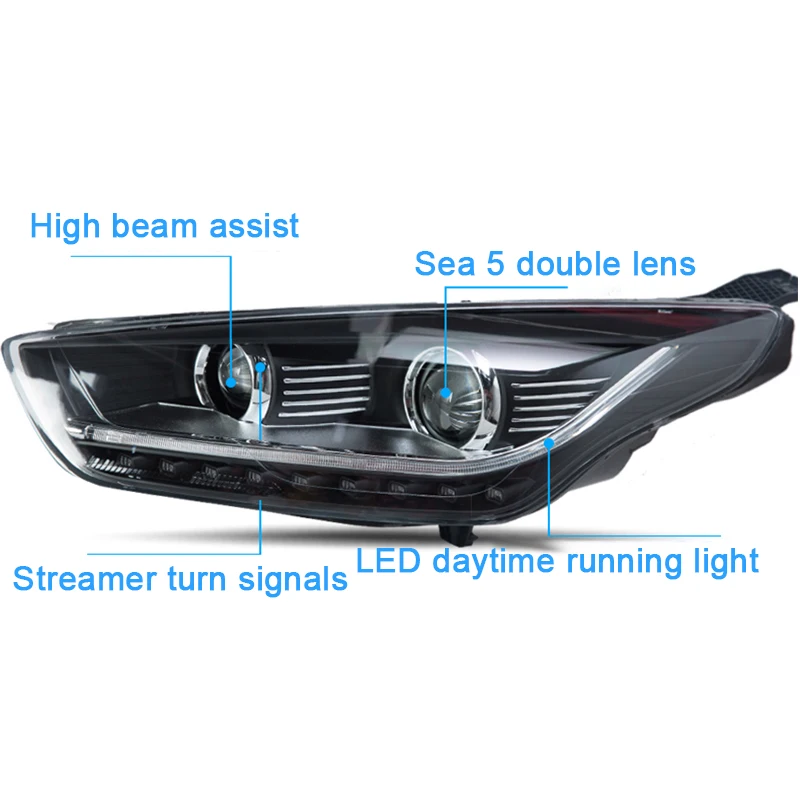 Hlxg светодиодный фары в сборе для Ford Focus ST 2015 2016 2017 HID галогенные лампы подсветка