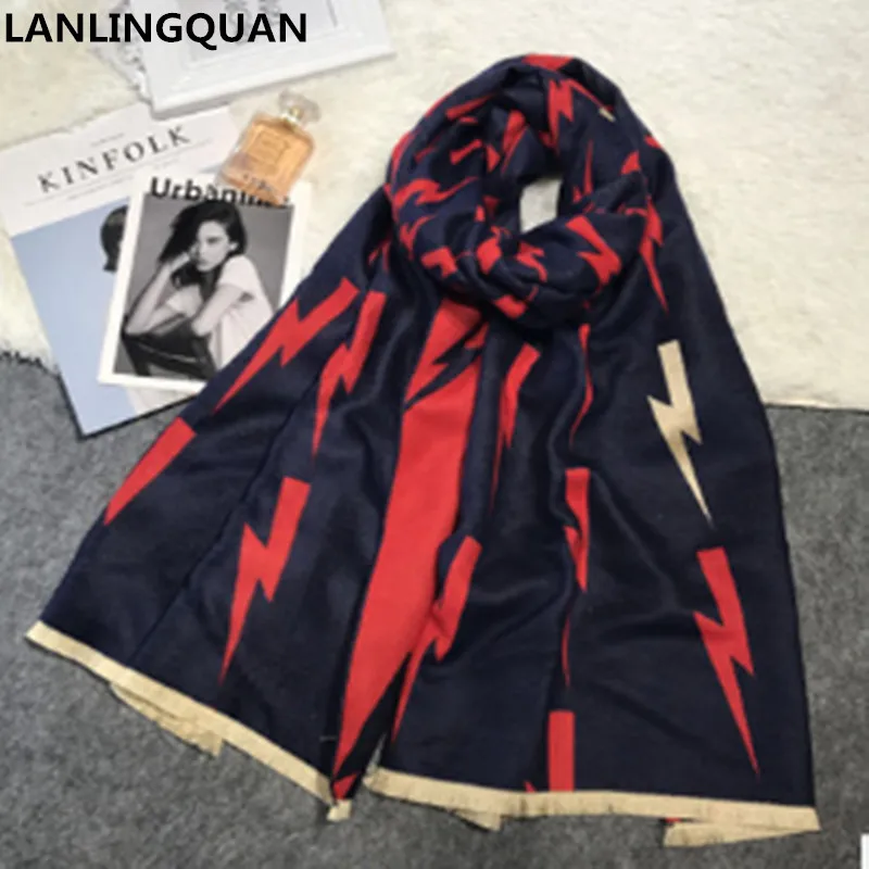 Новый шарф Элитный бренд кашемир пашмины зима женщина Шарфы для женщин Lightning