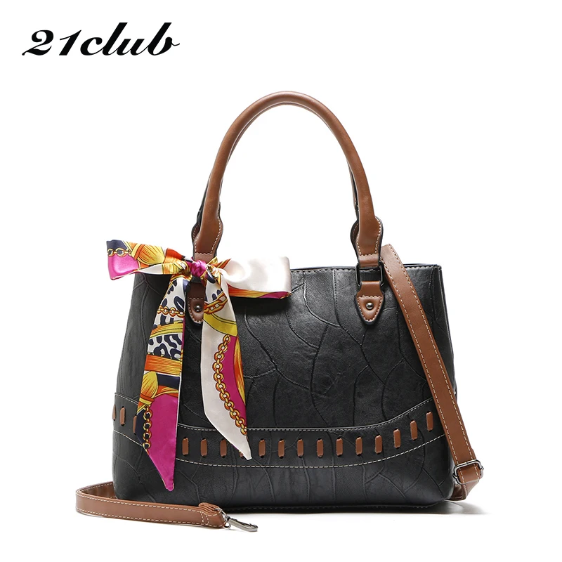 21club Brand PU Leather Scarves Women Bags Designer Shoulder High Quality Ladies Messenger Tote Bag Luxury Handbags | Багаж и сумки