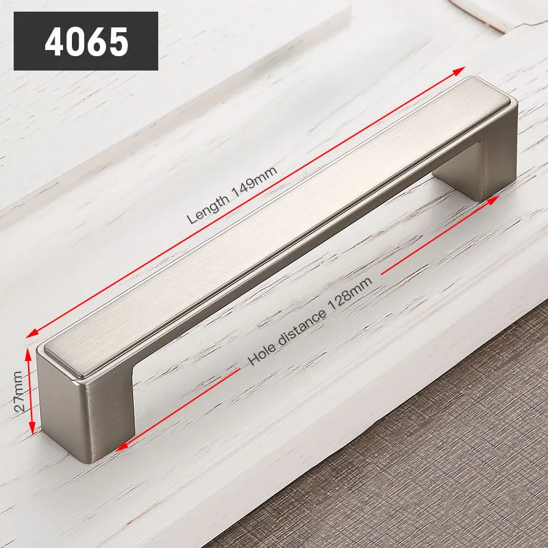 Handle-4065-128S KAK простые современные Серебристые дверные ручки из цинкового сплава элегантные ручки для выдвижных ящиков Ручки для кухонного шкафа оборудование для обработки мебели - Цвет: Handle-4065-128S