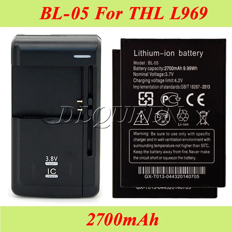 

1LOT=1PC Desk Dock Charger +2PCS 2250mAh BL-05 For THL L969 Battery Batterie Bateria AKKU Accumulator
