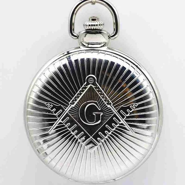 Крутой Серебряный и Золотой масонский Freemason тема из сплава кварцевые кармашек для часов часы с цепочкой ожерелье