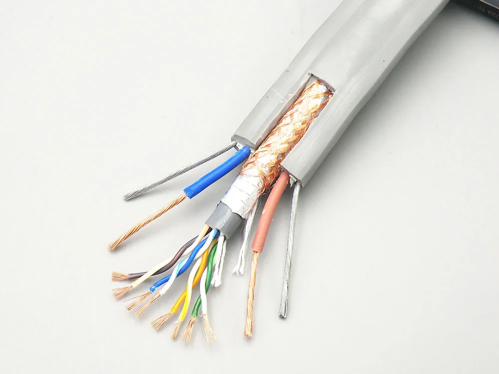 Экранированный кабель лифта cat5e для Ethernet с двойной силовой линией и стальным проводом Лифт путешествия сетевой управляющий провод