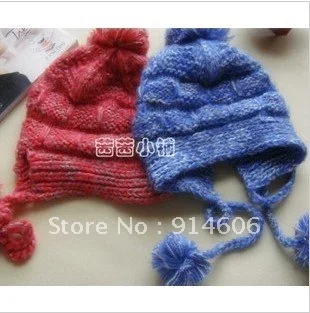 South Korea qiu dong the day men and women manual MaoXianMao knitting hat turquoise grid flight cap | Тематическая одежда и