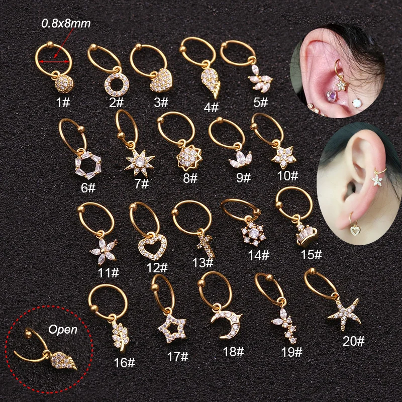 

1Pc Universal ring Hoop earringTragus Piercing 16G Hoops Helix Piercing Ear Cartilage Surgical Steel Septum Clickers Nose Ring