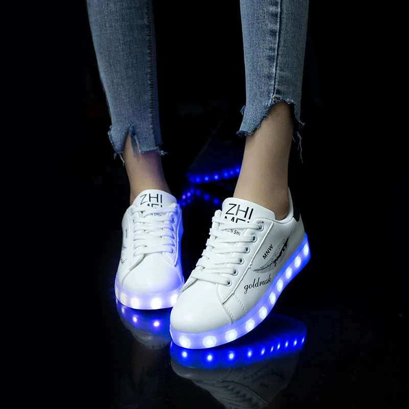 7ipupas 27-44 USB зарядка модный светодиодный обуви новые граффити светящиеся кроссовки для мальчиков и девочек унисекс светящийся светильник кроссовки - Цвет: 918 black yezi 6