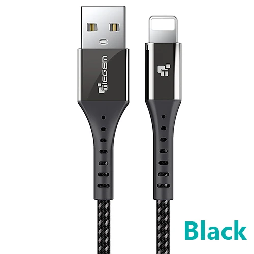 Черный TIEGEM 2A USB зарядное устройство кабель для iPhone X 8 8 Plus Кабель быстрое зарядное устройство провод 8 Pin для iPhone 6 6S 5 5S SE iPad кабели для мобильных телефонов - Цвет: Черный