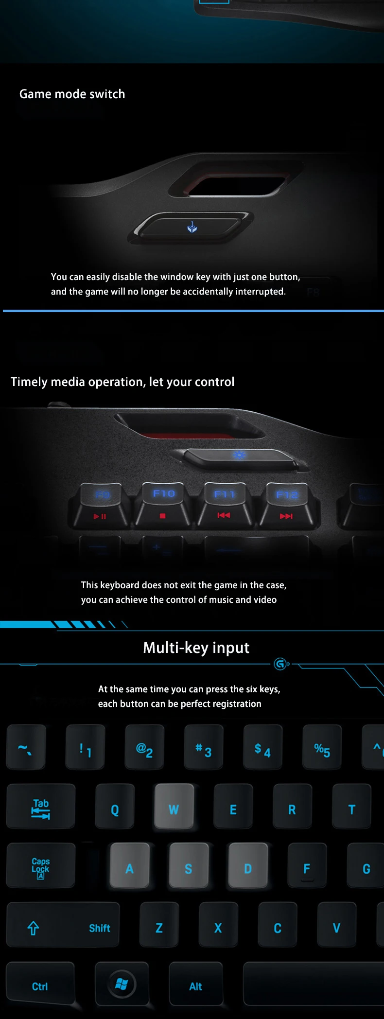 Проводная игровая клавиатура logitech G105, ноутбук, ПК, геймер, подсветка, многоклавишный вход, эргономика, мультимедийный клавиатура, компьютер