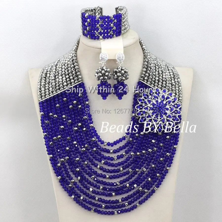 Роскошный Королевский синий и серебряный комплект ювелирных изделий с
