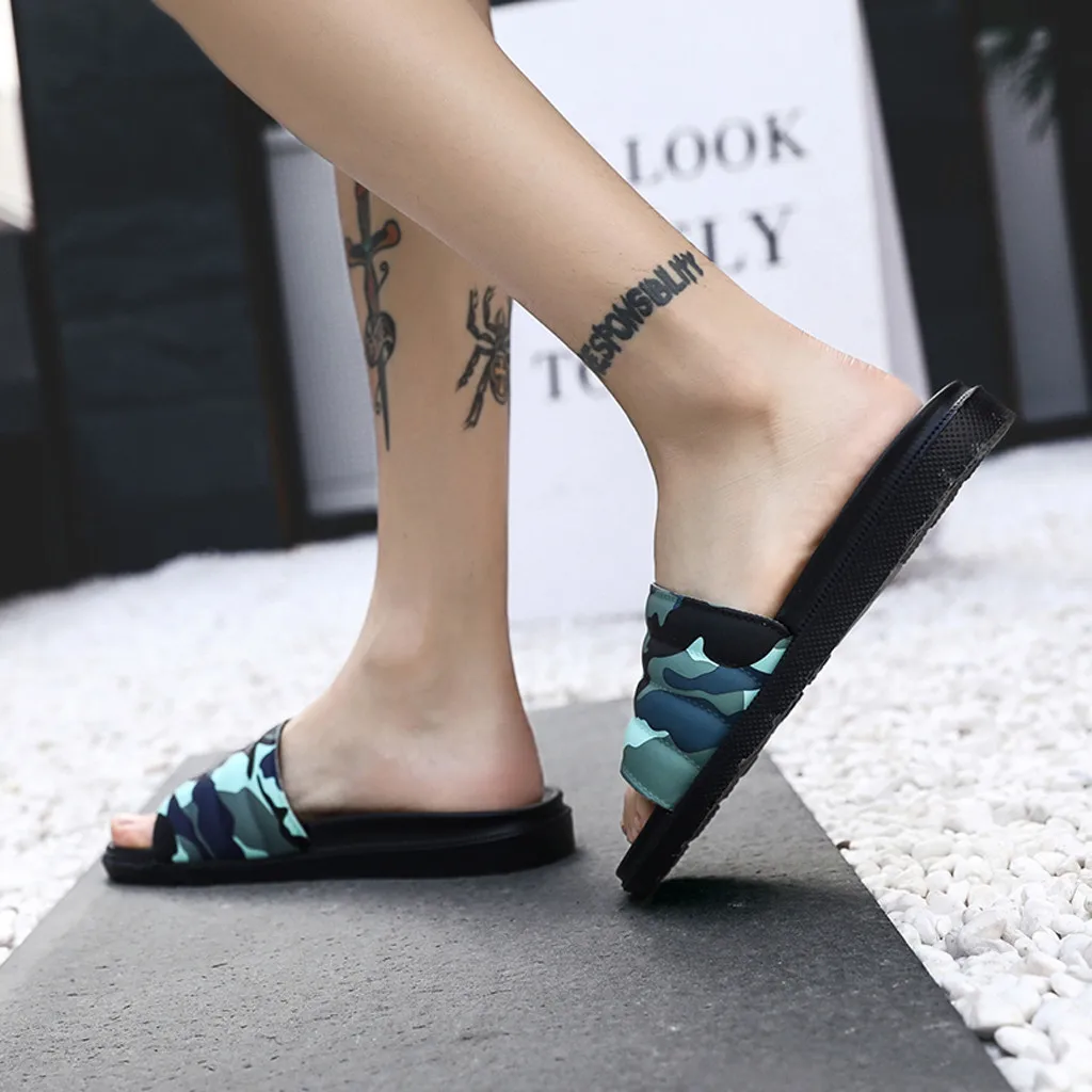 Men Summer Outdoor Comfortable Slippers Fashion Camouflage Non-Slip Beach Shoes chausson homme для пляжа тапочки#XB20