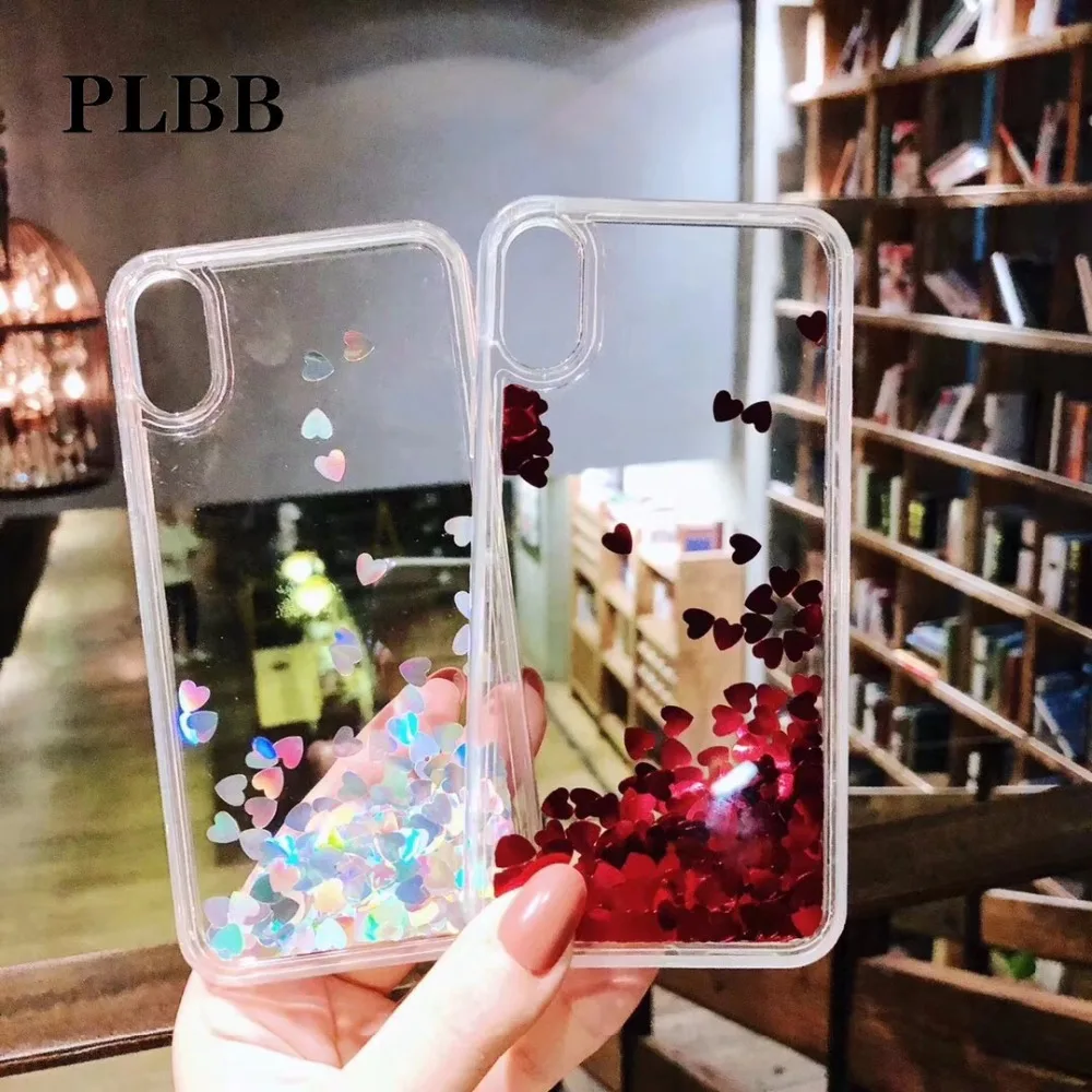 PLBB модный жидкий зыбучий песок чехол для iPhone X 6 6S 7 8 Plus BlingBling розовый красный