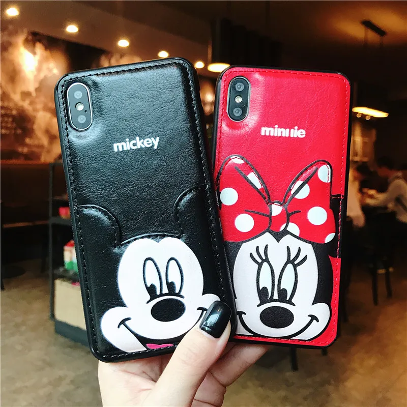 1 шт.) милые Минни Микки мышь кожа чехол для iPhone XS Max xr 6 S 7 8 плюс X Обложка чехол fundas подарок