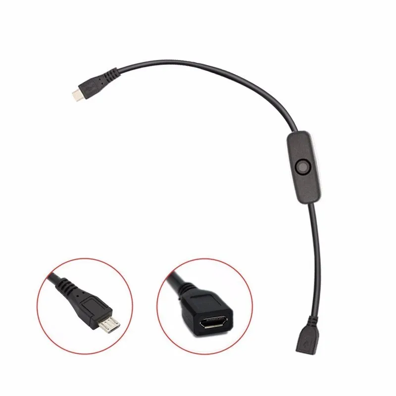 Aokin для Raspberry PI 3 удлинитель питания USB кабель с переключателем включения/выключения переключатель питания для Pi 3 Модель B+/B/2/Zero/w