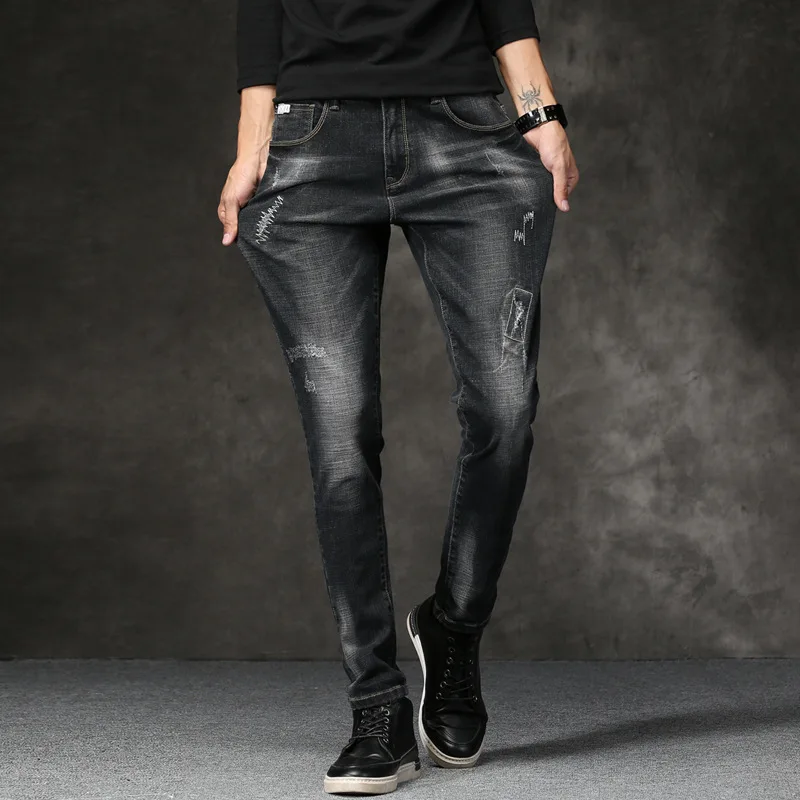 Men Designer Stretch Casual Straight Leg Denim Jeans Male Regular Fit Cotton Business Trousers Pants Hombre 2018 New | Мужская одежда
