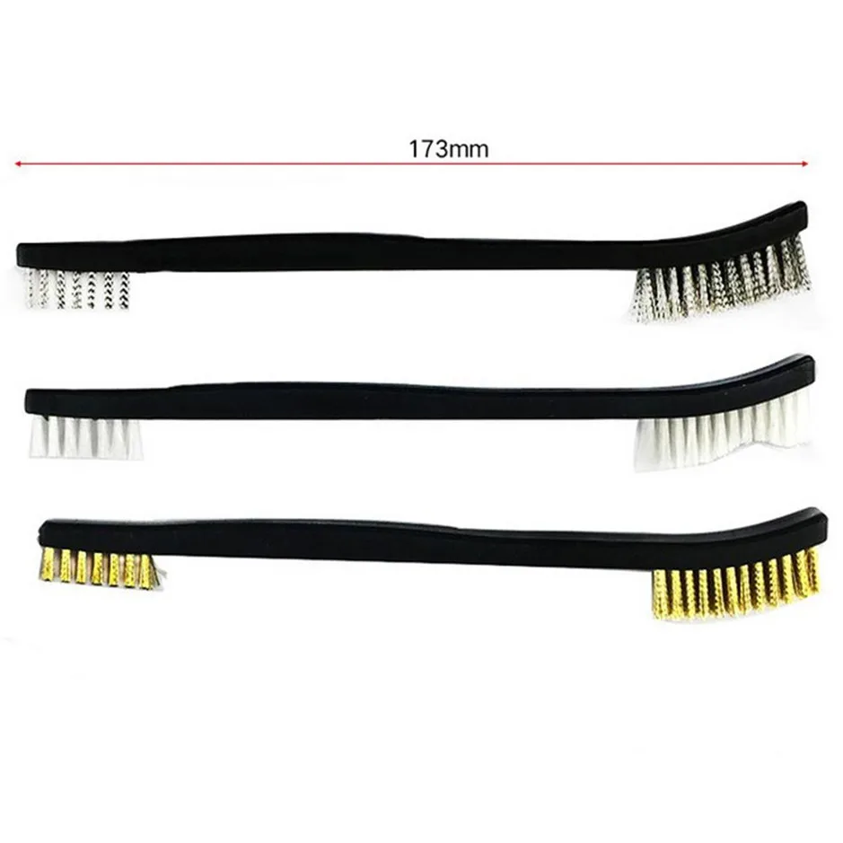 3 шт. мини двойной головкой набор стальных щеток из латуни и нейлона для очистки