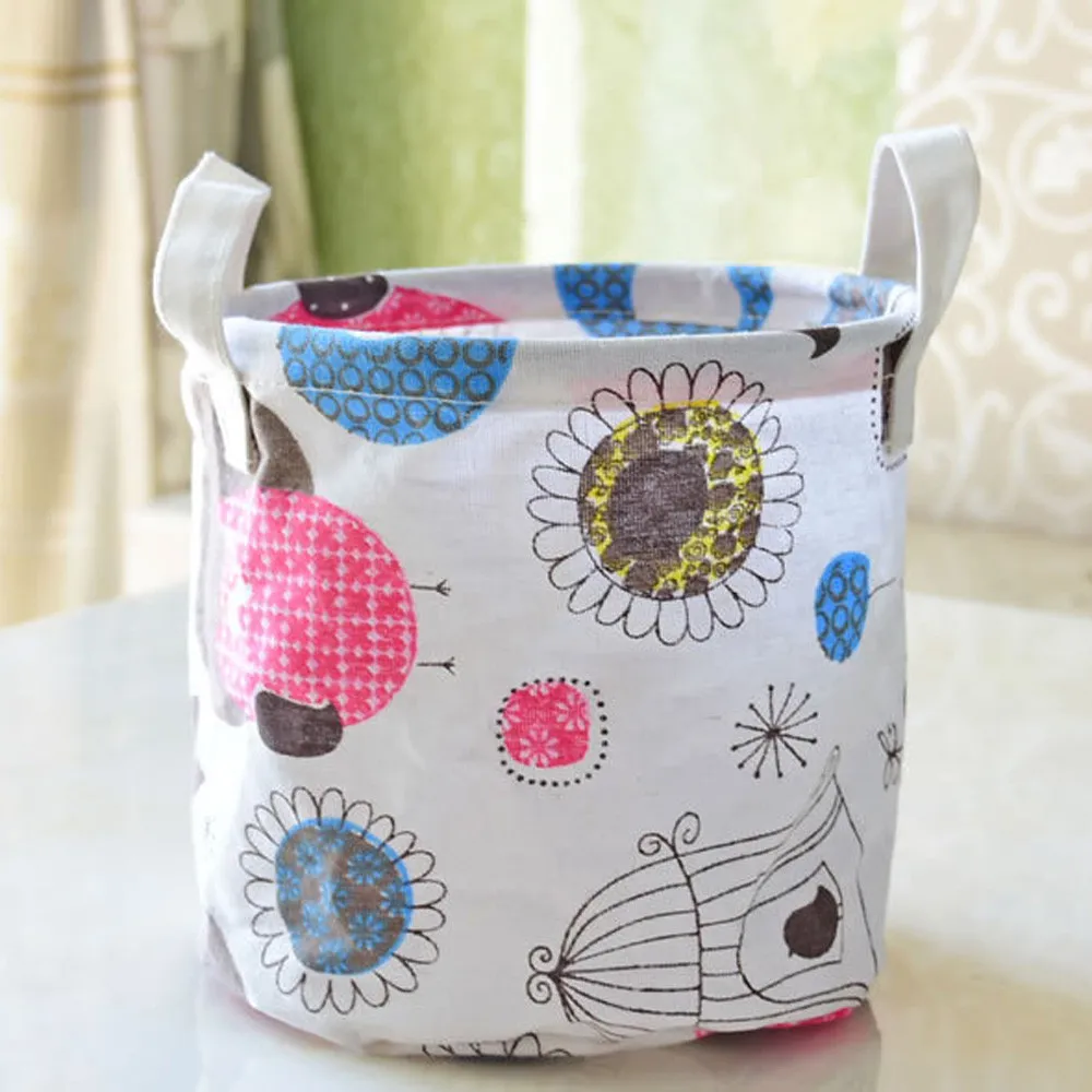 Складное ведро для хранения корзина белья хлопок лен водонепроницаемый простой