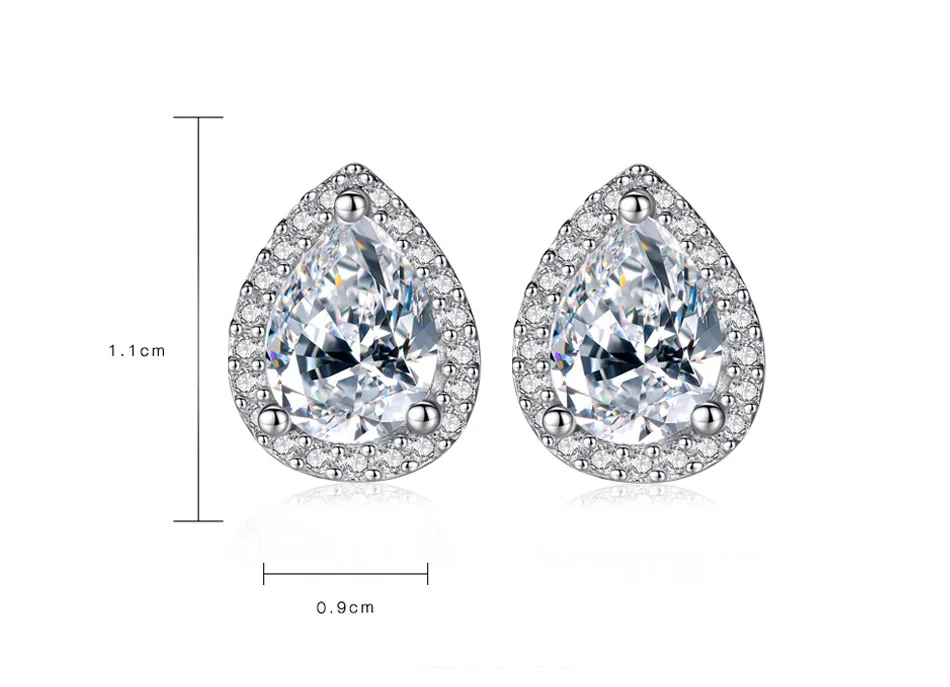 

Boho Female Crystal AAA Zircon Stud Earrings Luxury Small Silver Color Double Earrings For Women Vintage Party Wedding Jewelry