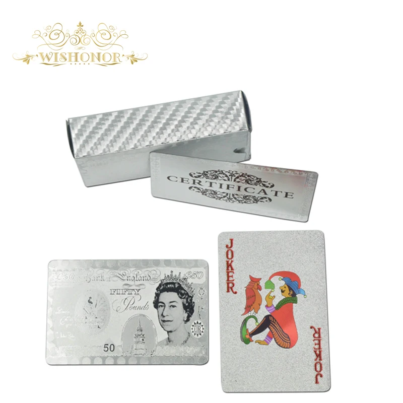 2017 новые товары для одной колоды серебряные игральные карты английский стиль 50