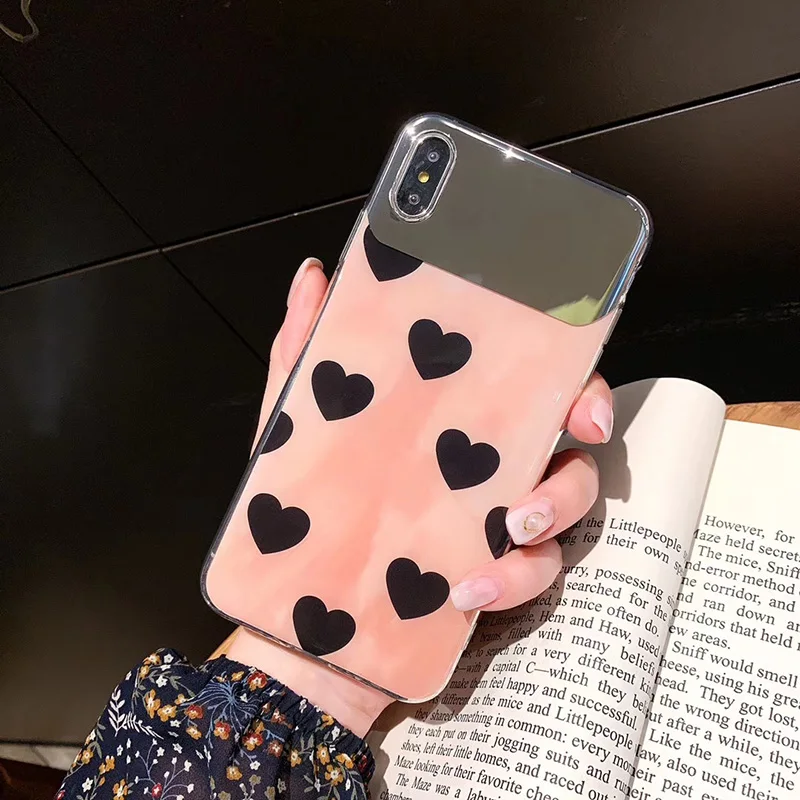 Мода любовь сердце в горошек чехол для huawei P20 Lite Pro P30 Гальванизируйте Зеркало