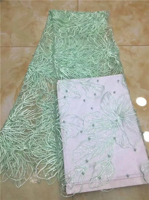 Африканские бусины кружевная ткань 2018 нигерийские кружева с вышивкой блестки