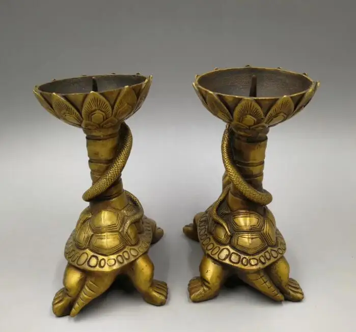 Китайская коллекция archaize бронзовый подсвечник подставка статуя пара | Дом и сад
