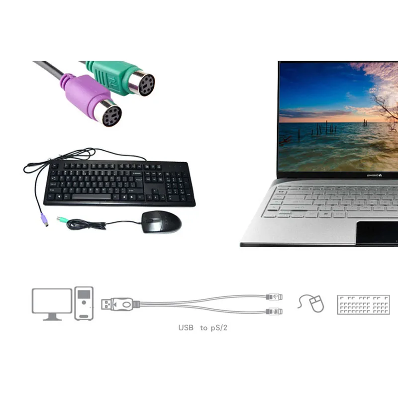 USB папа 6 Pin PS2 для PS/2 Женский Удлинительный кабель Y сплиттер адаптер Разъем