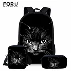 Женский школьный ранец FORUDESIGNS с принтом милого черного кота, школьный рюкзак для девочек-подростков, женский рюкзак